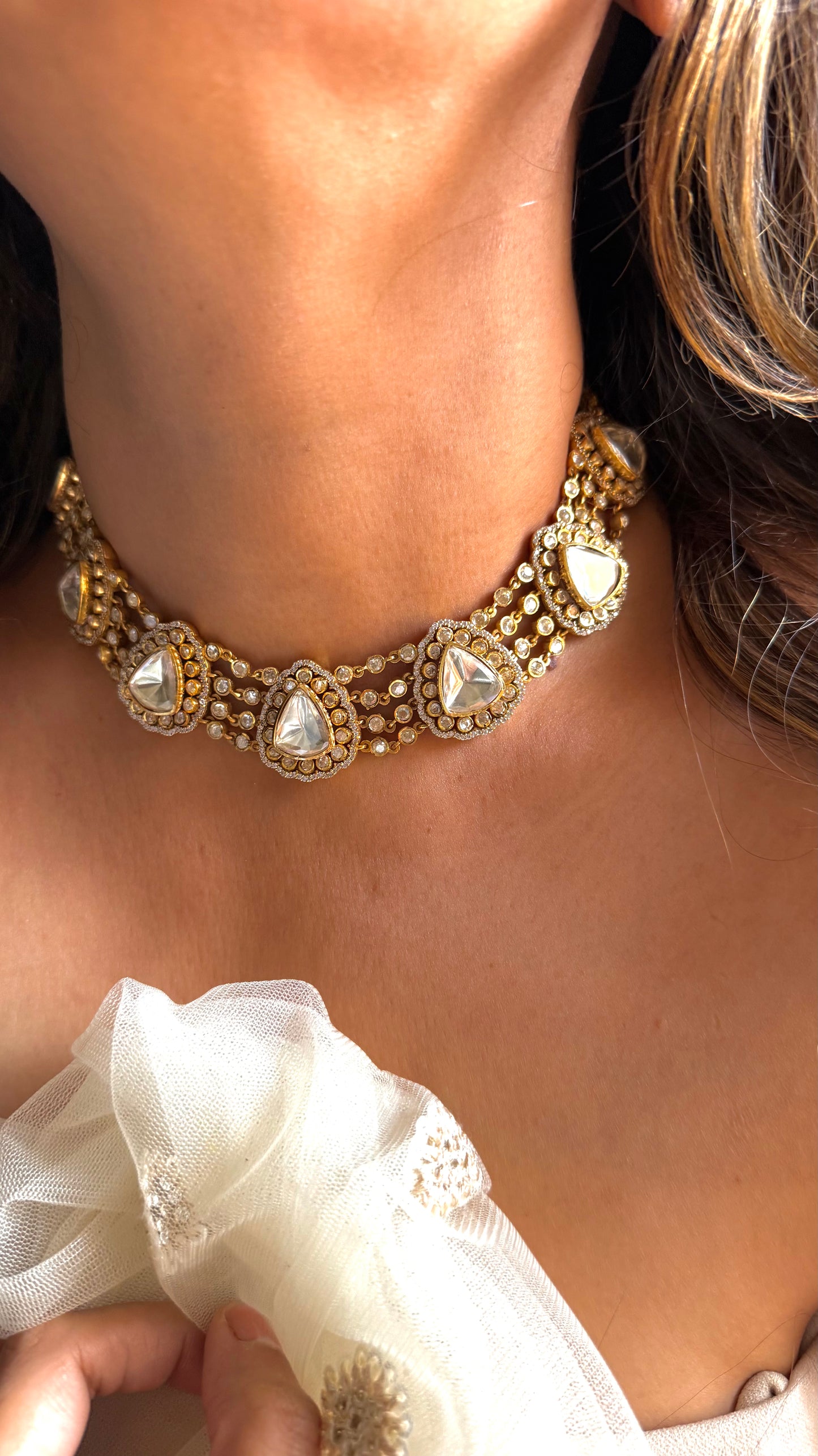 LV Shade Uncut Polki Designer Necklace