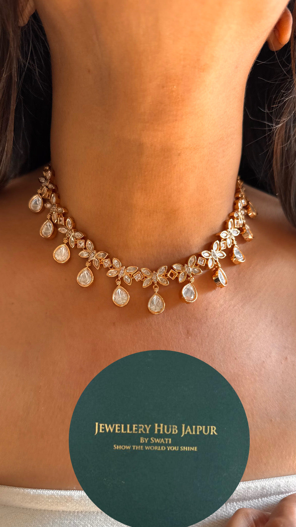 polki drop minimal collar necklace set