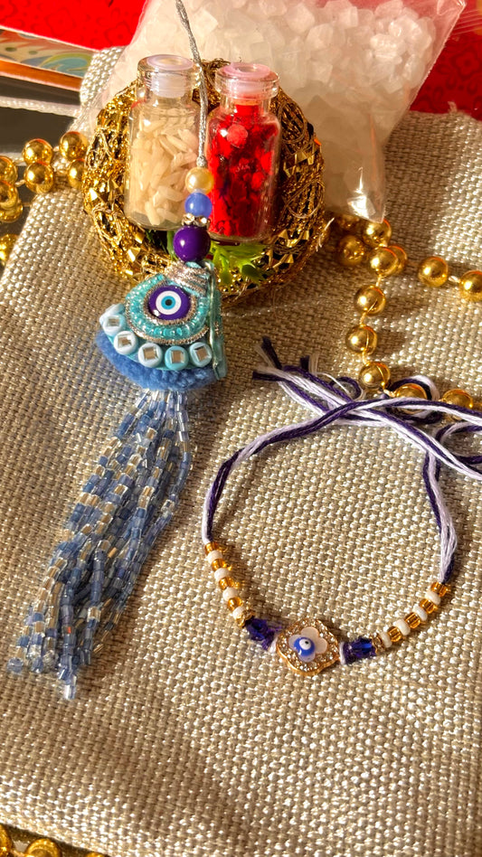 Evil eye lumba bhaiya bhabi rakhi ( shipping will be extra )