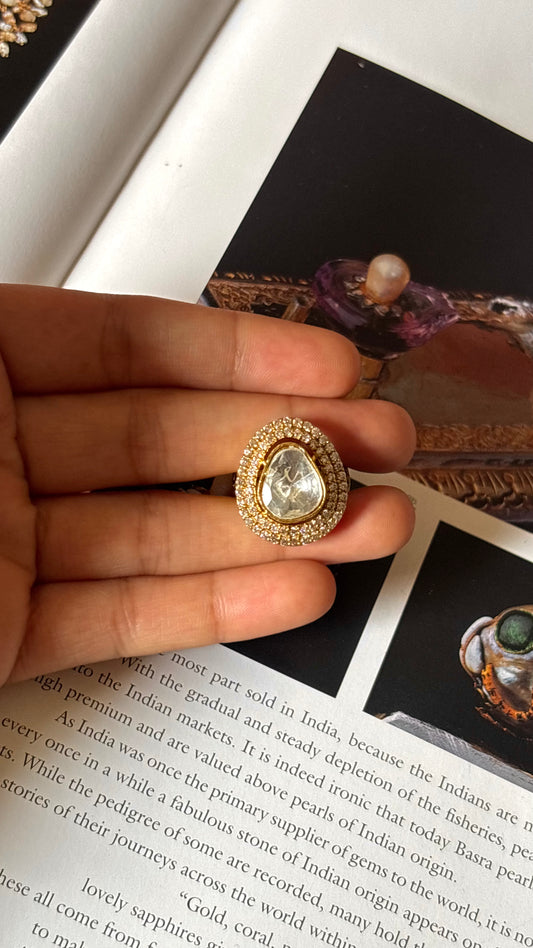 Uncut polki diamond ring