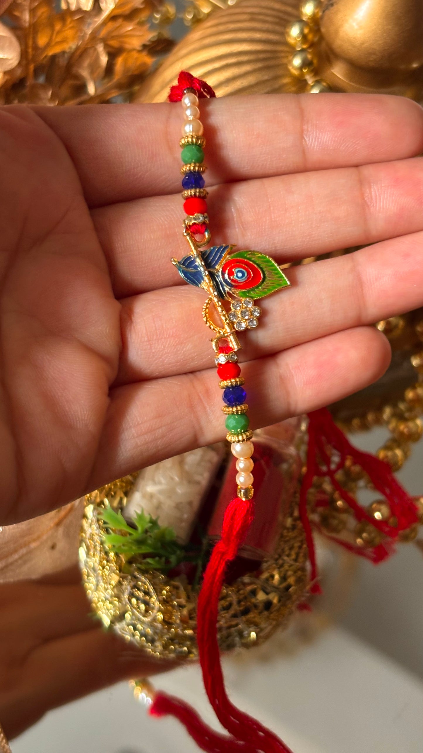 Morpankh inspired minimal rakhi ( shipping will be extra )