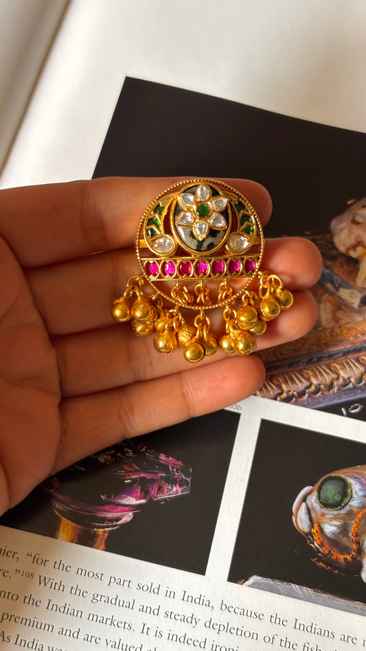 Rani pink & granite inlay rajwada ring