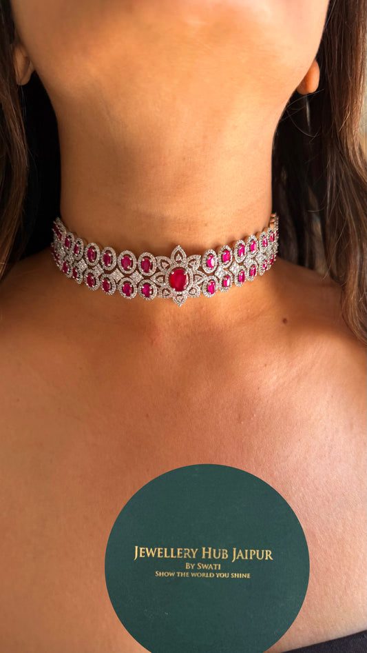 Ruby cz diamond designer choker