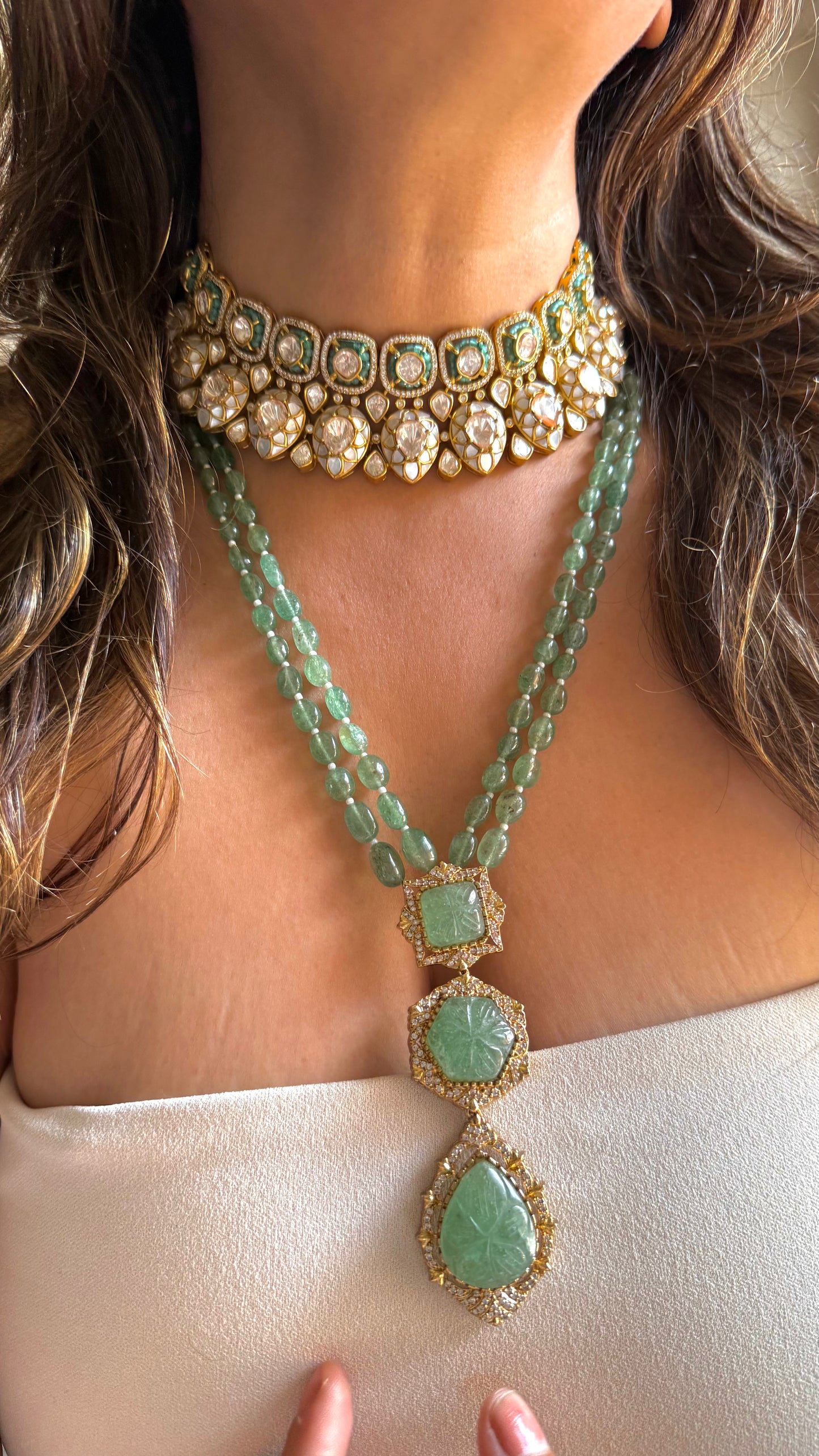 Mother of Pearl & Mint Lv stone combo
