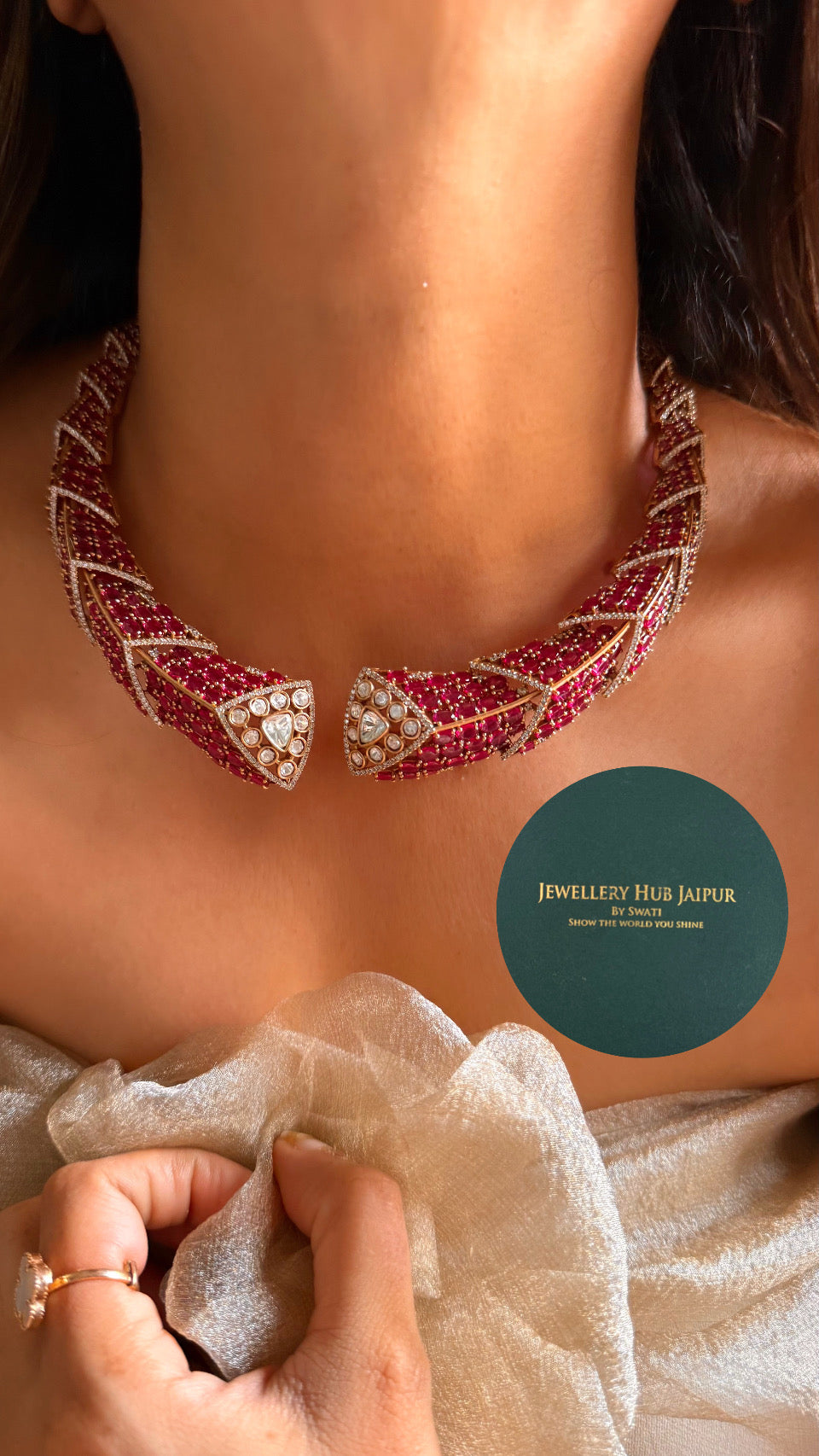 Designer ruby & moissanite hasli
