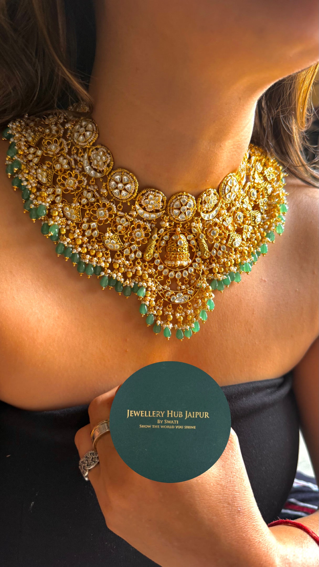 Heritage jadau handmade bridal Asia Necklace
