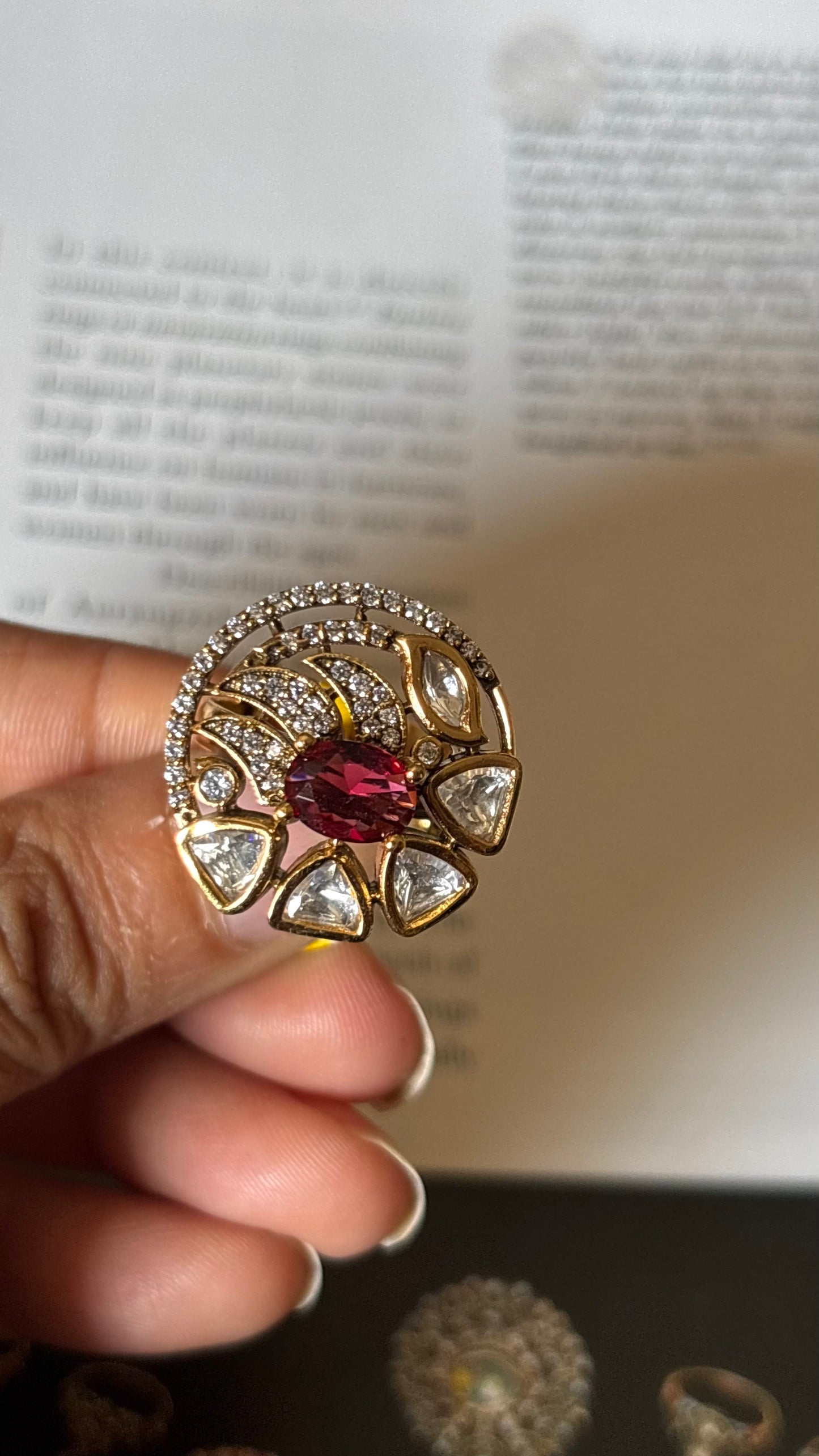 Real moissanite with ruby stone Ring