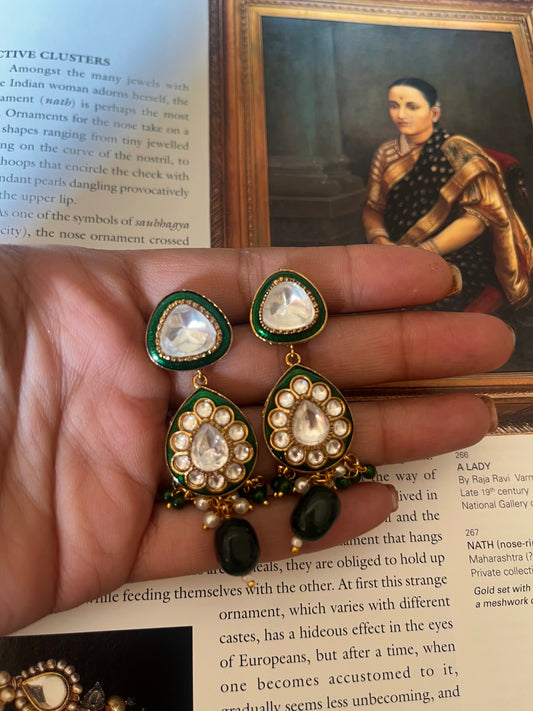 Emerald meenakari earrings