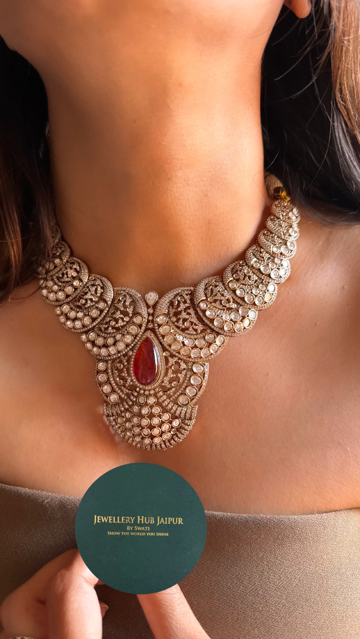 Ruby Victorian designer Collar Necklace