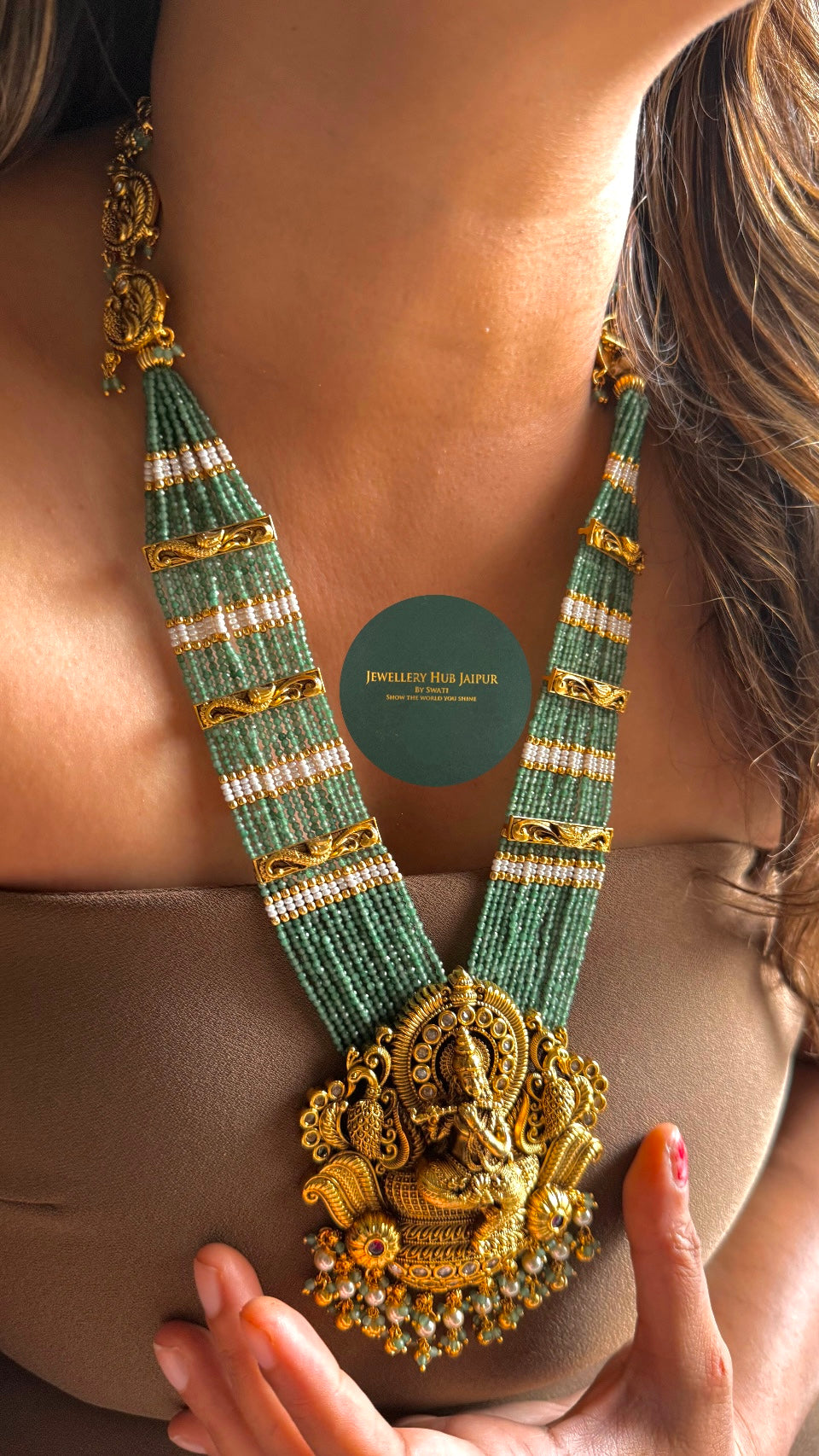 Lord Krishna inspired Nakshi Temple necklace