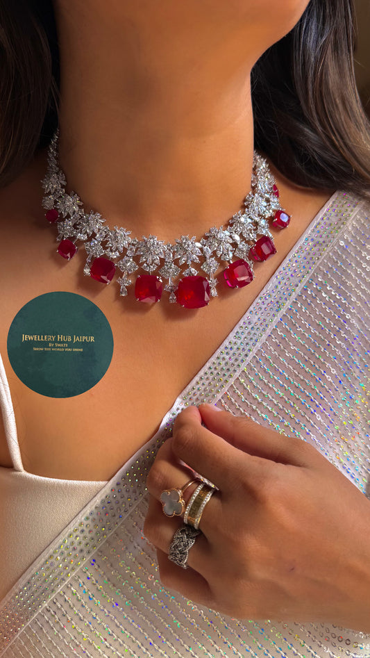 Ruby cz diamond designer necklace