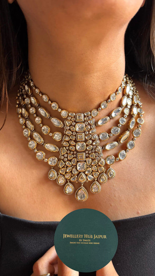 Real moissanite polki layerd Necklace