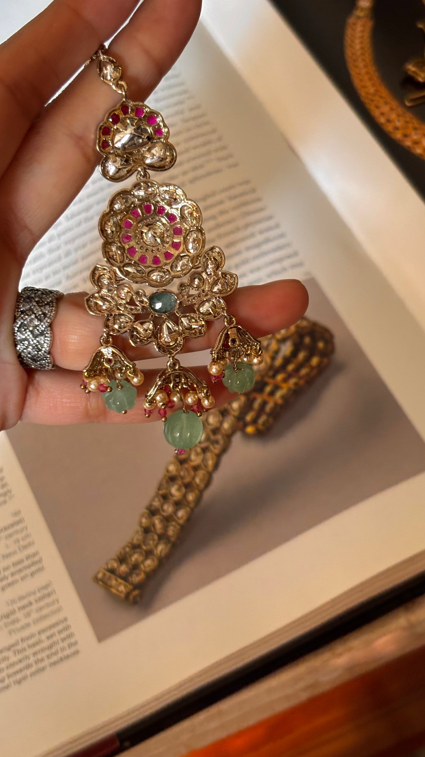 Mint & Ruby heritage victorian maangtika