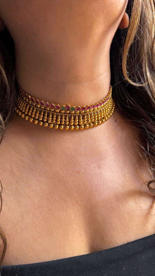 Maharashtra gold, Ruby & Emerald choker