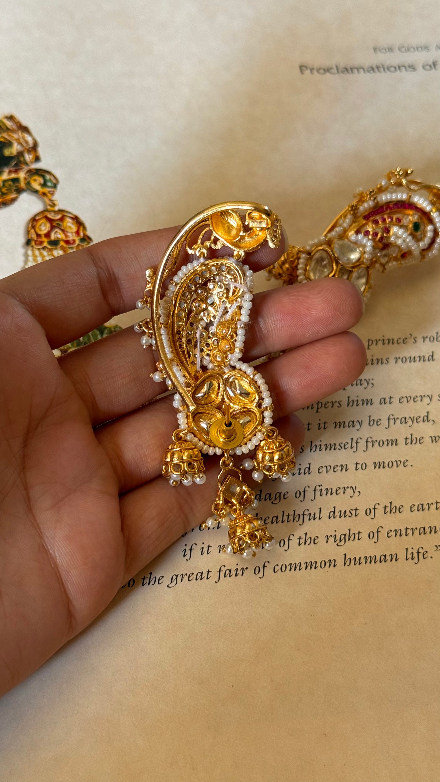 Real moissante peacock designer earcuffs