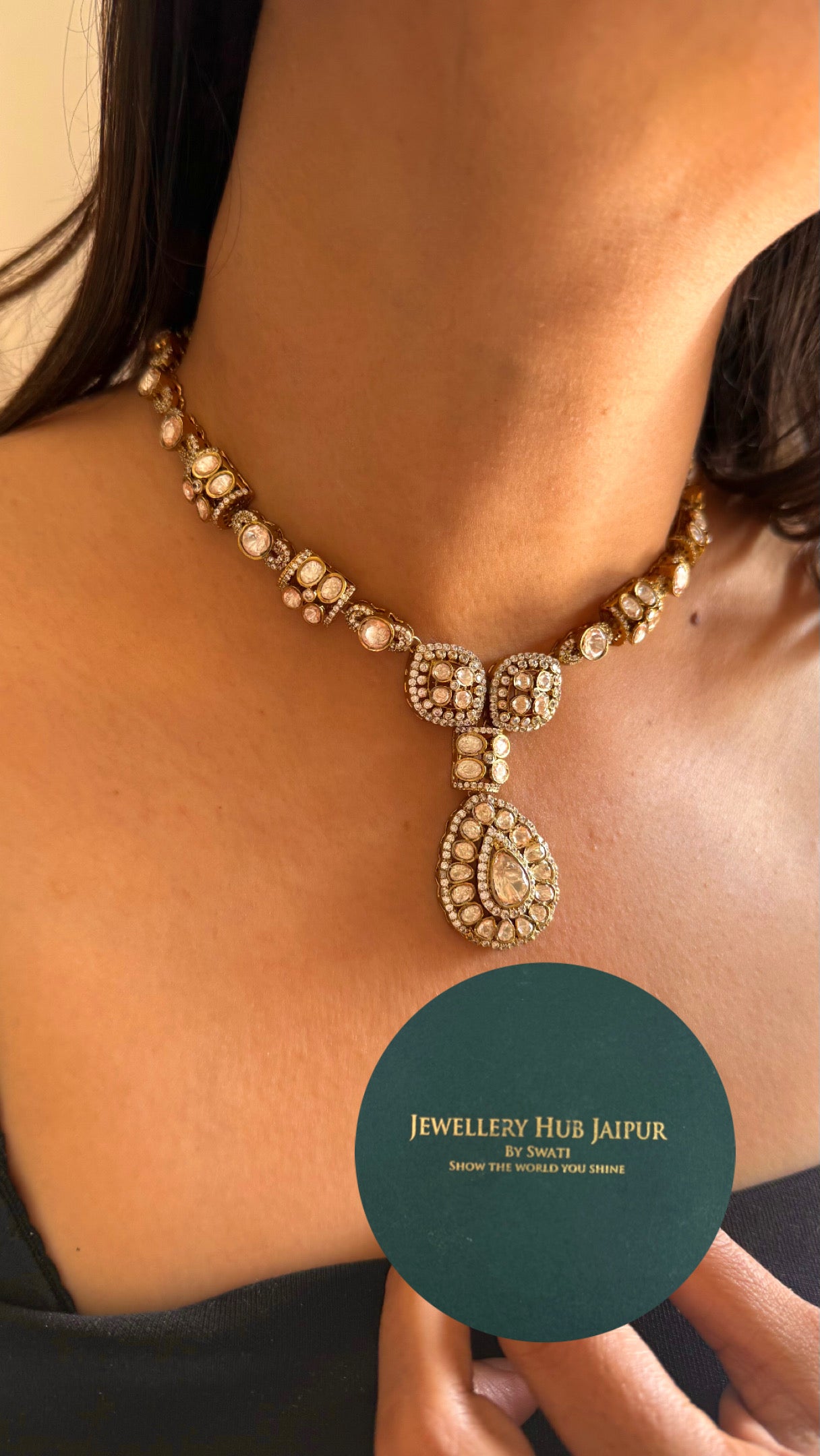 Drop  shape victorian peeli polki set