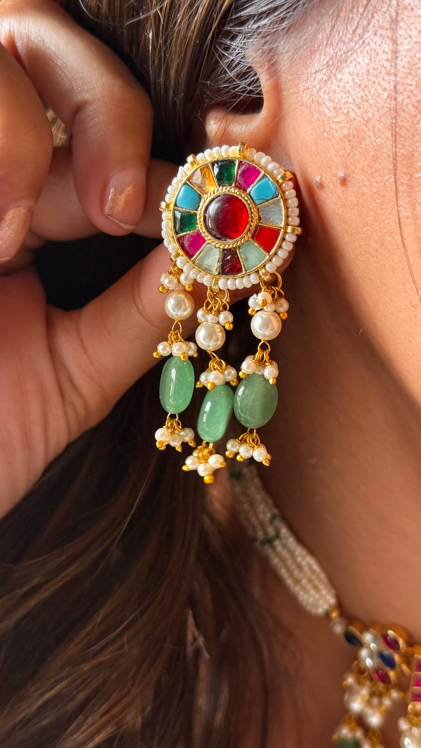Paachi Kundan jadau with multicoloured thread choker Necklace
