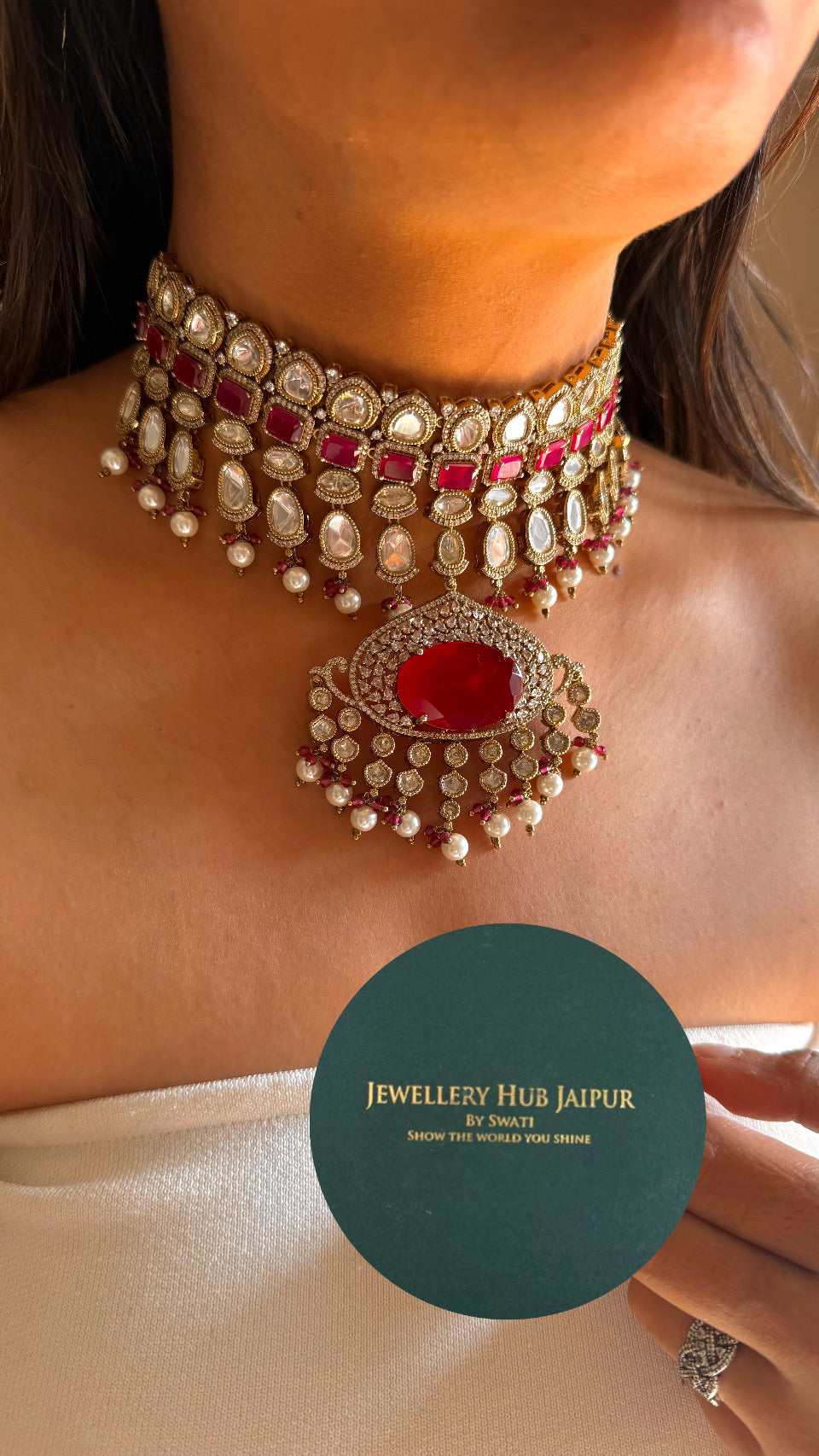 Rani Ruby polki victorian necklace