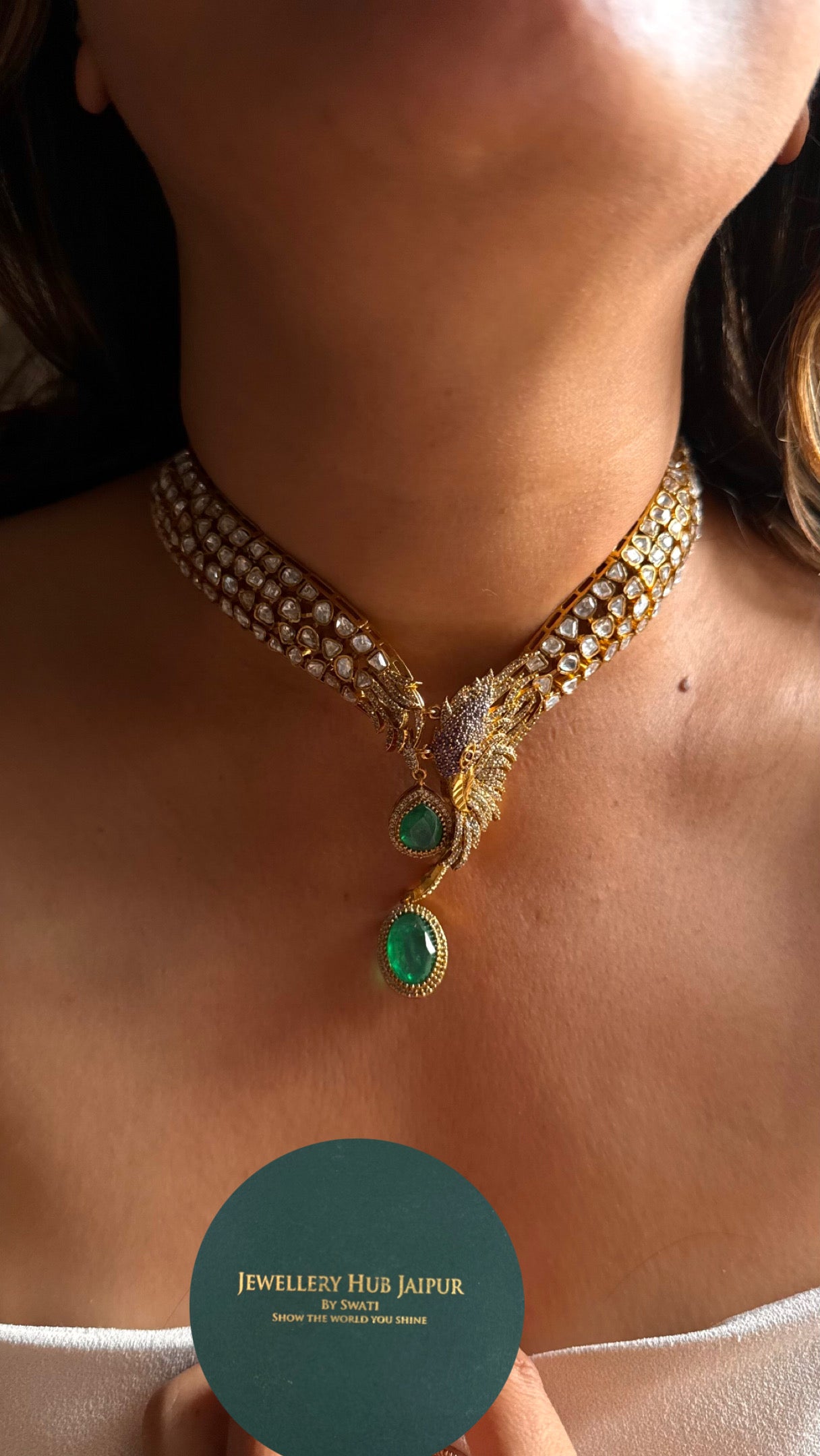 Emerald baaj designer cocktail necklace