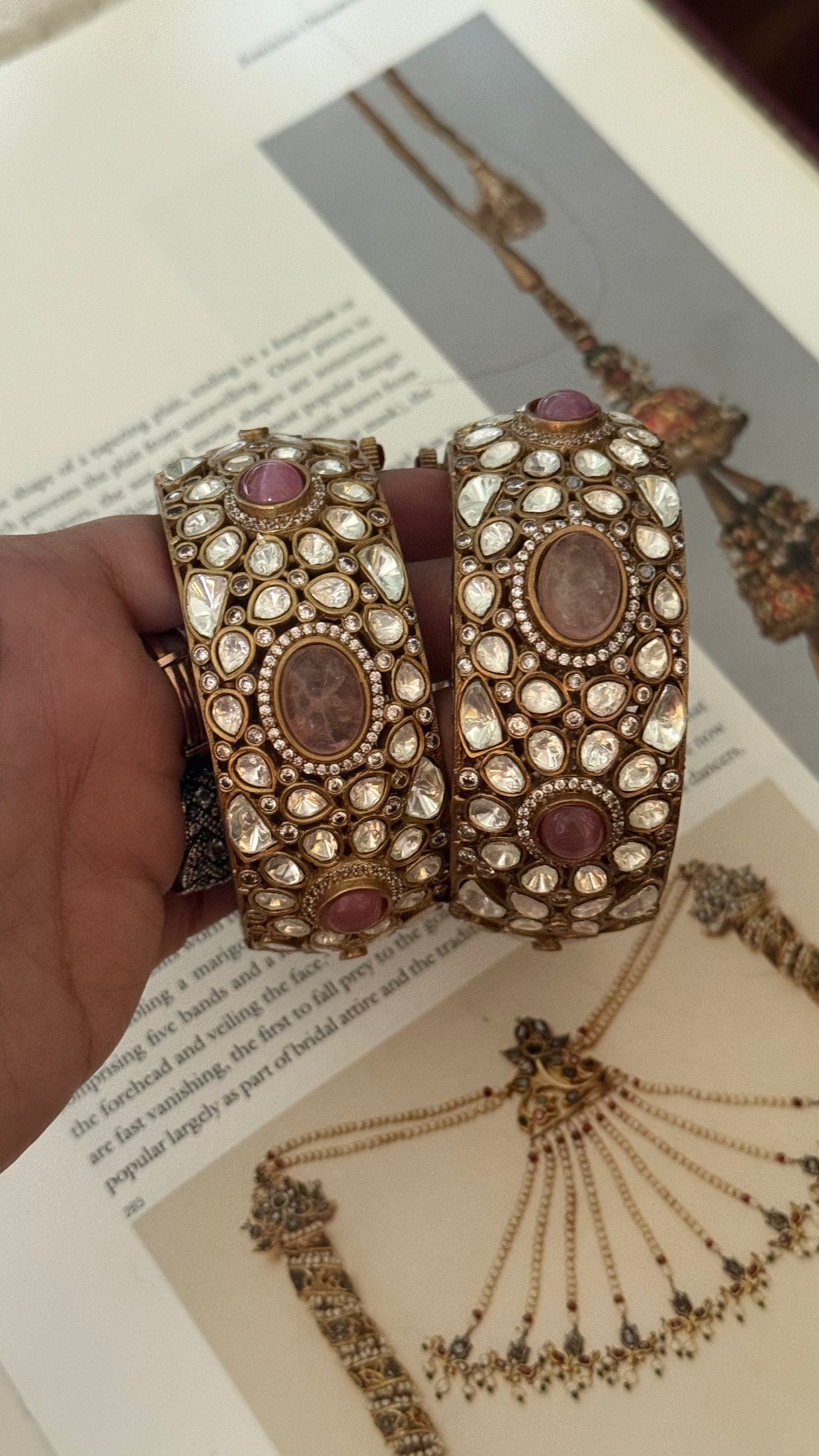 Rose quarts polki bangles