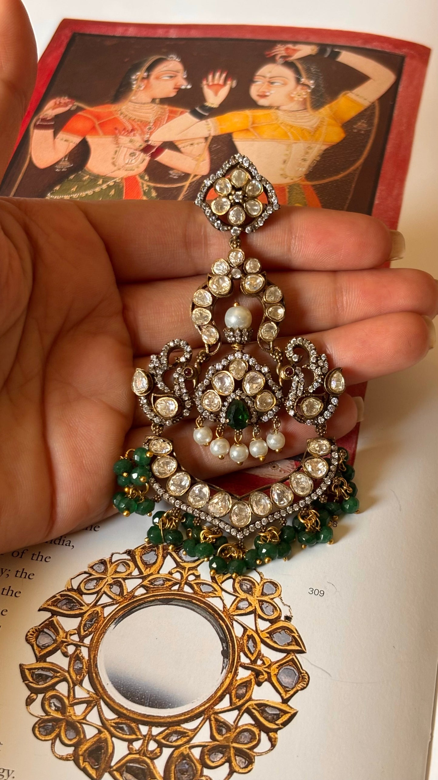 Emerald drops with pearl detailing Earrings