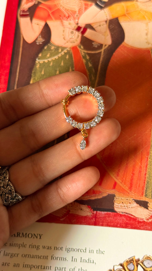 Cz diamond nath with diamond drop