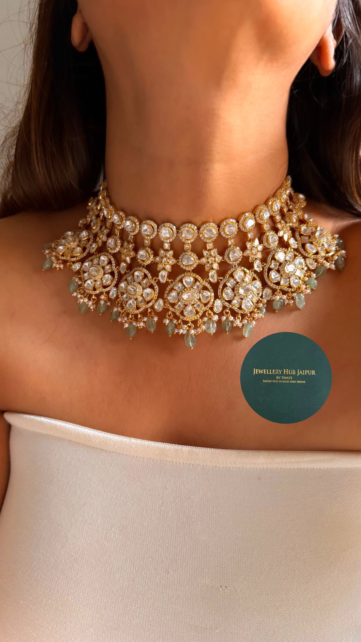 Real moissanite strawberry drop bridal necklace set