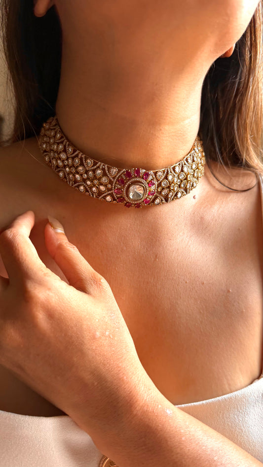 Rani pink moissanite choker set