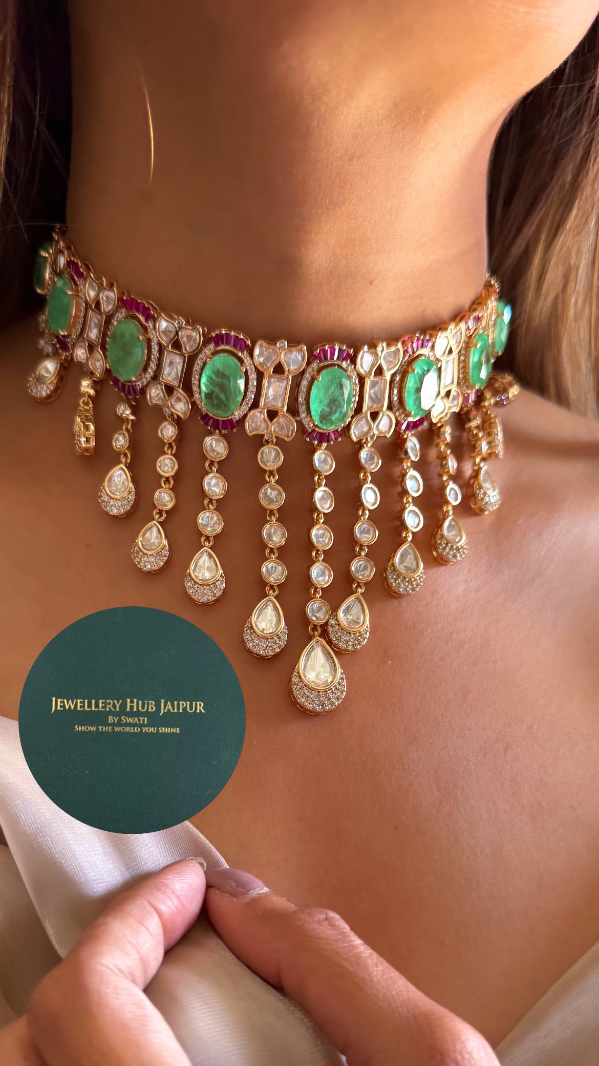 Prithika Choker mint necklace with earrings