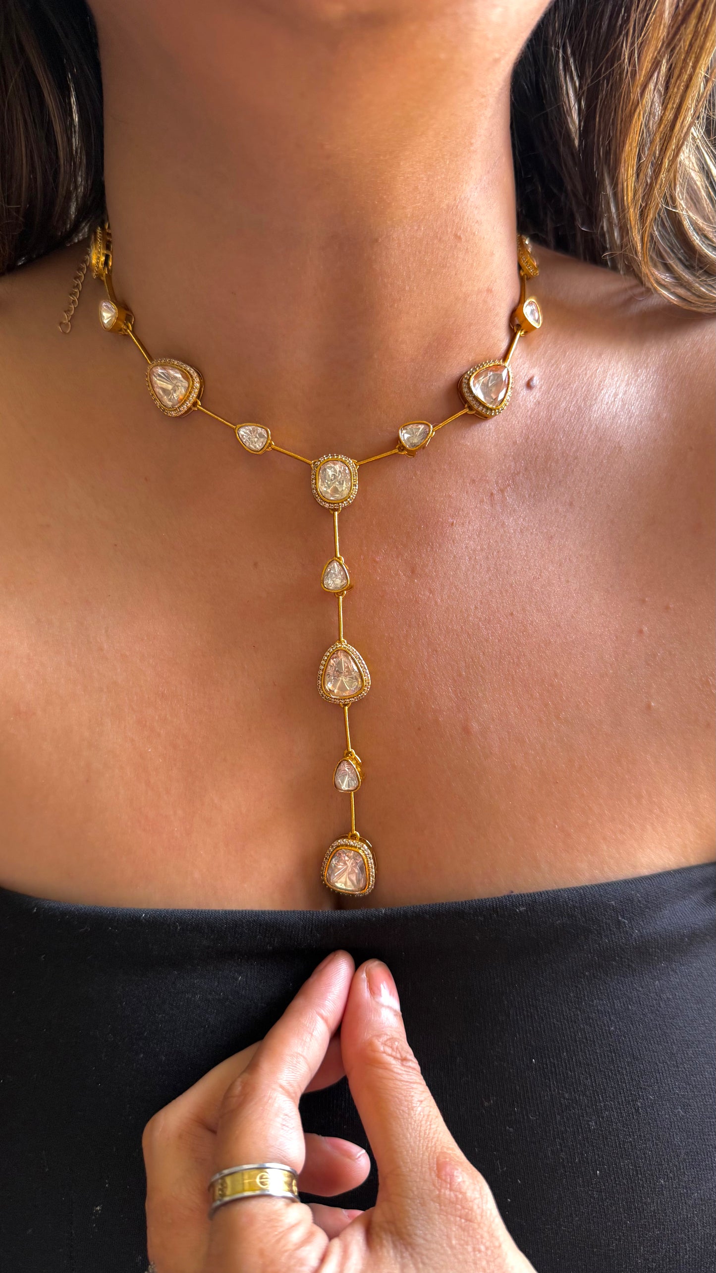 Lv Polki Moissanite Designer Necklace