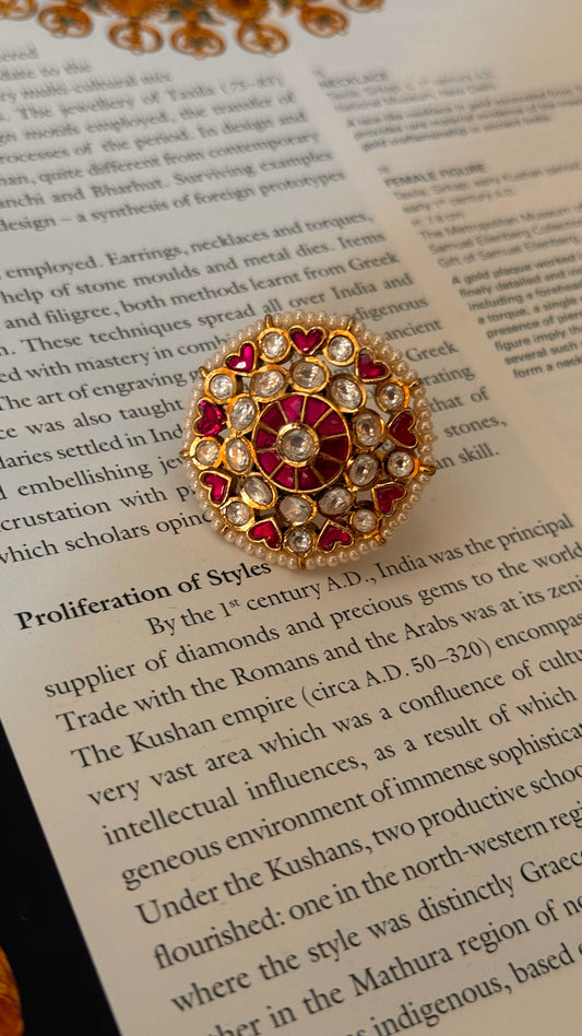 Paachi kundan ruby heritage ring