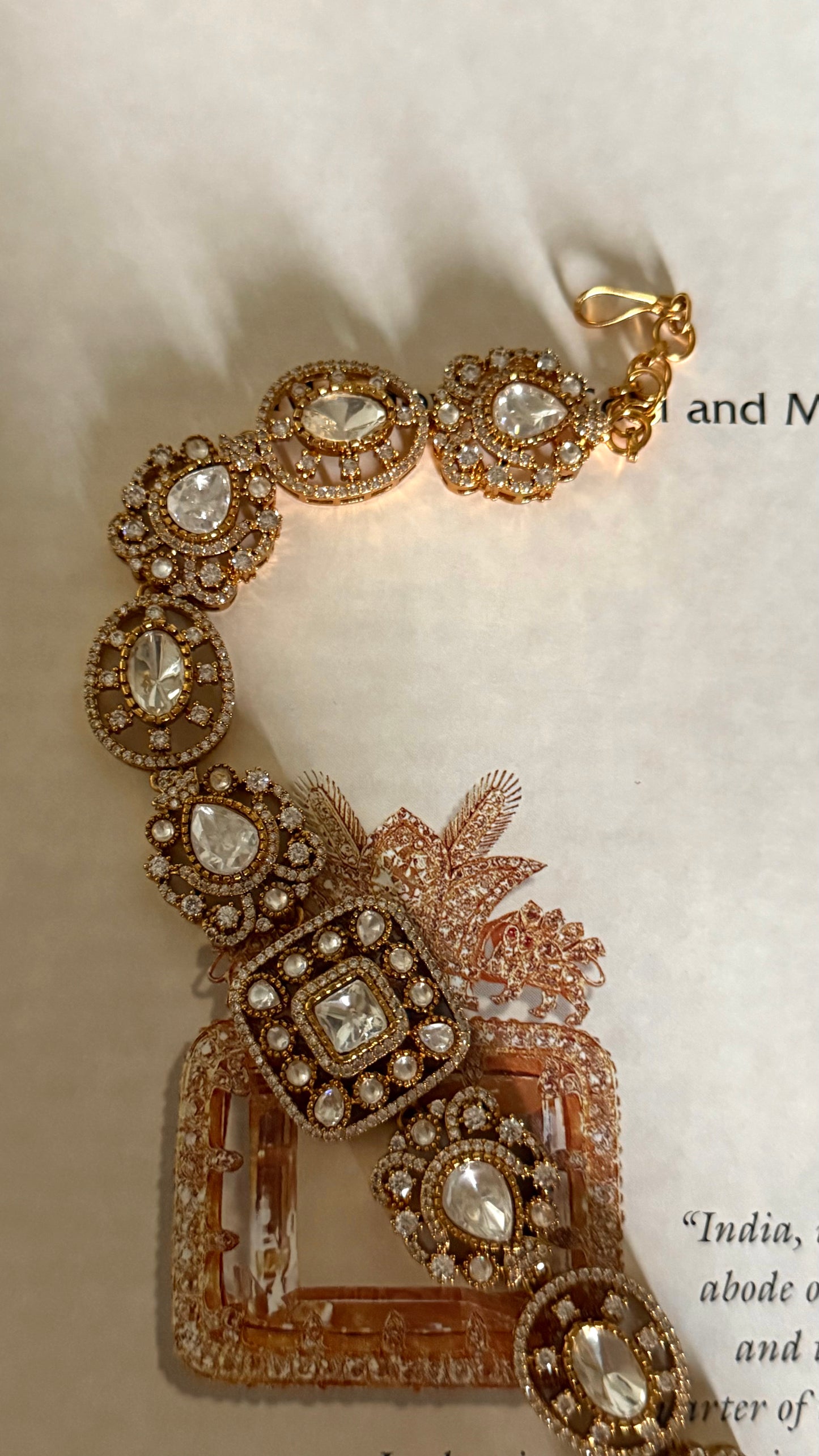 Moissanite polki victorian sheesh patti