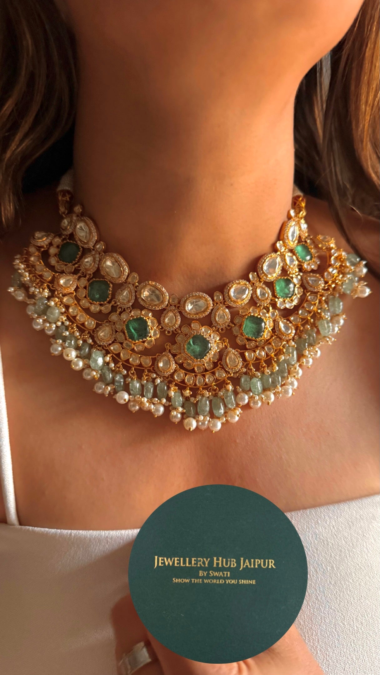 Mint doublet real moissanite bridal Asia Necklace