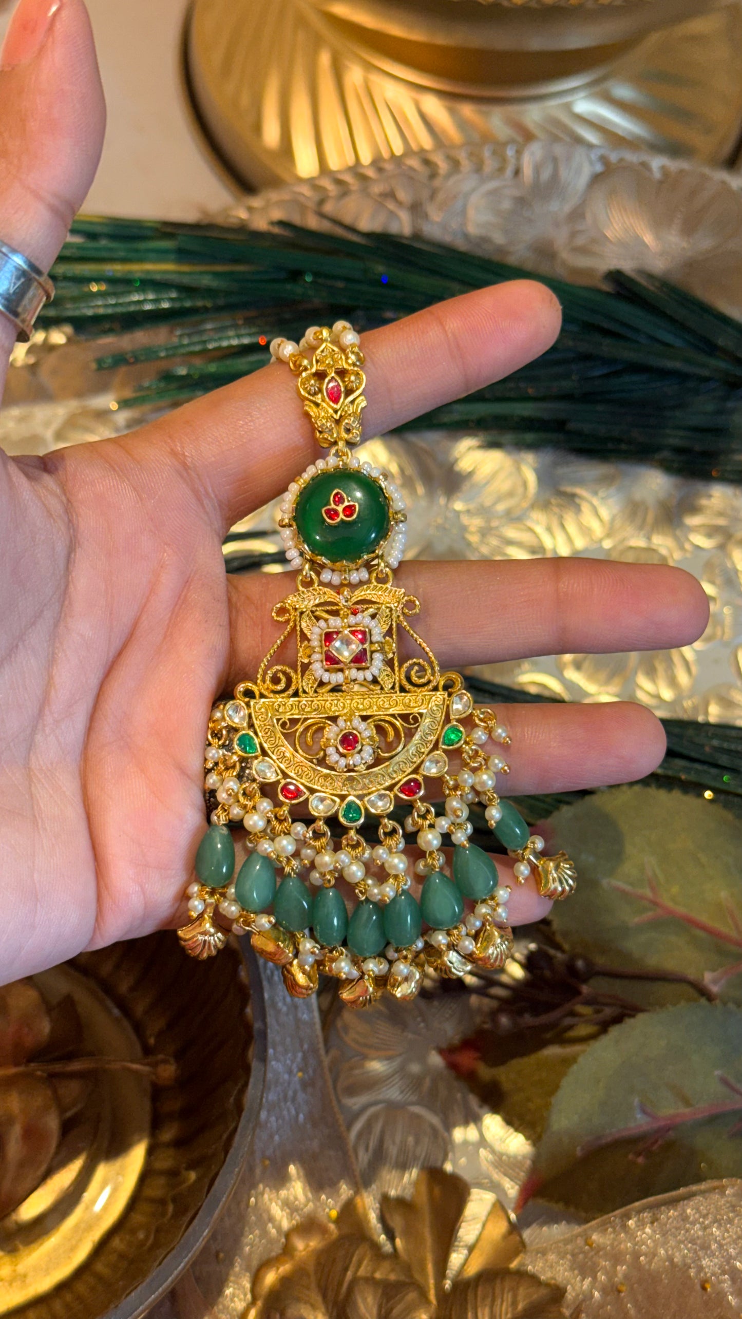 Heritage inlay work handmade chandbali