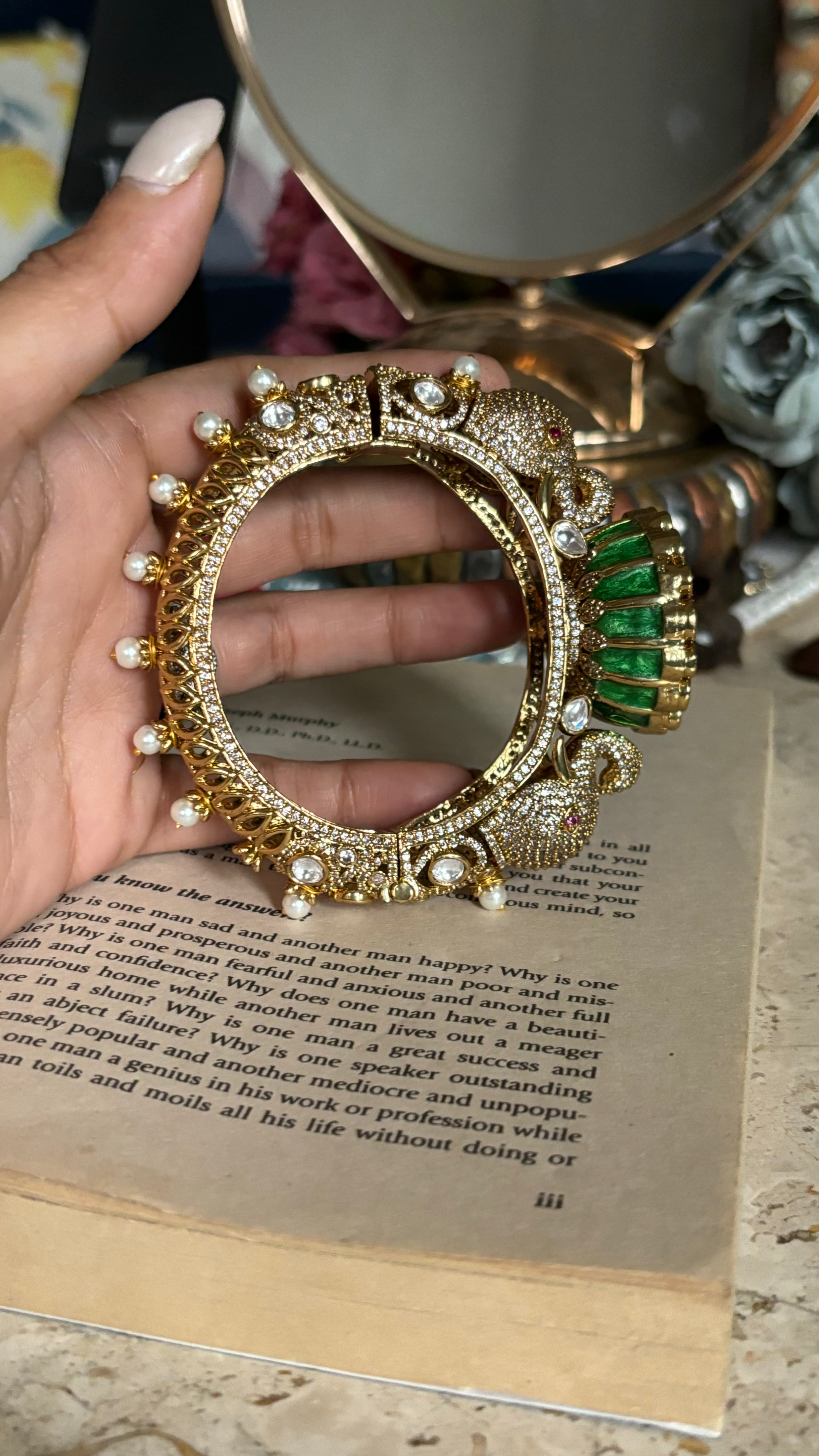 Gajanand bangles with emerald meena