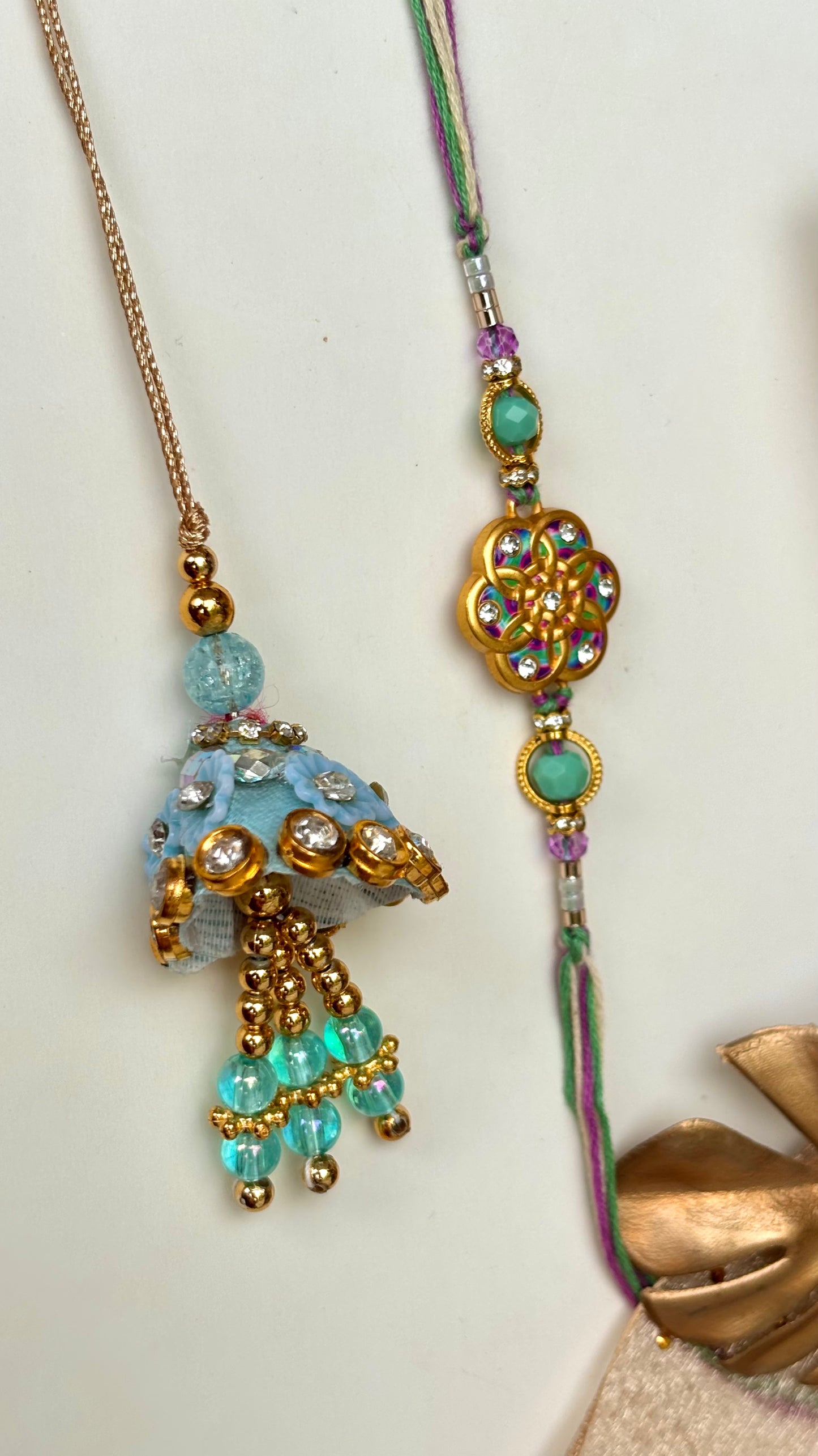 Meenakari nakashi bhaiya bhabhi rakhi ( shipping will be extra)