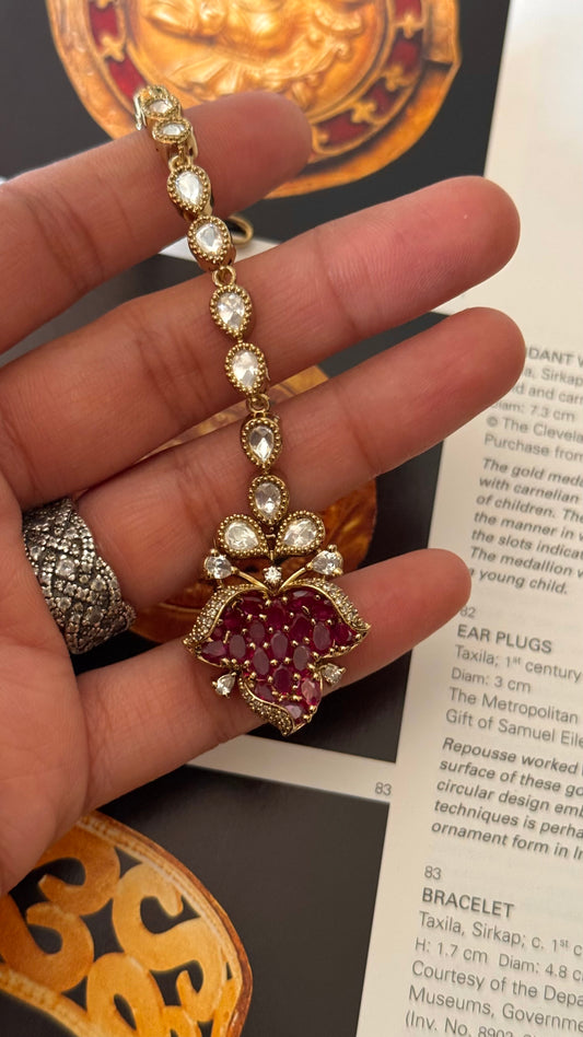 Rani pink takkar Victorian work mangtika