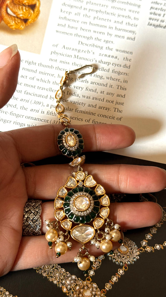 Emerald uncut polki Maangtika