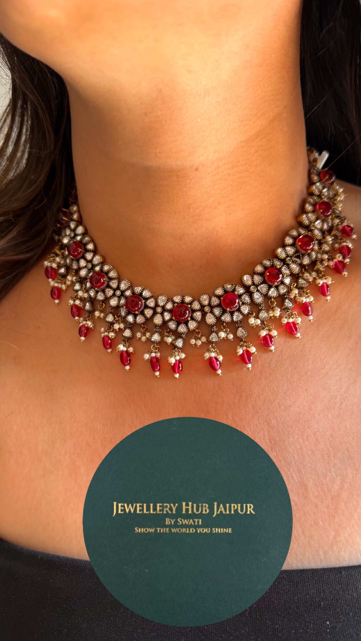 Victorian ruby Chaandi polki necklace