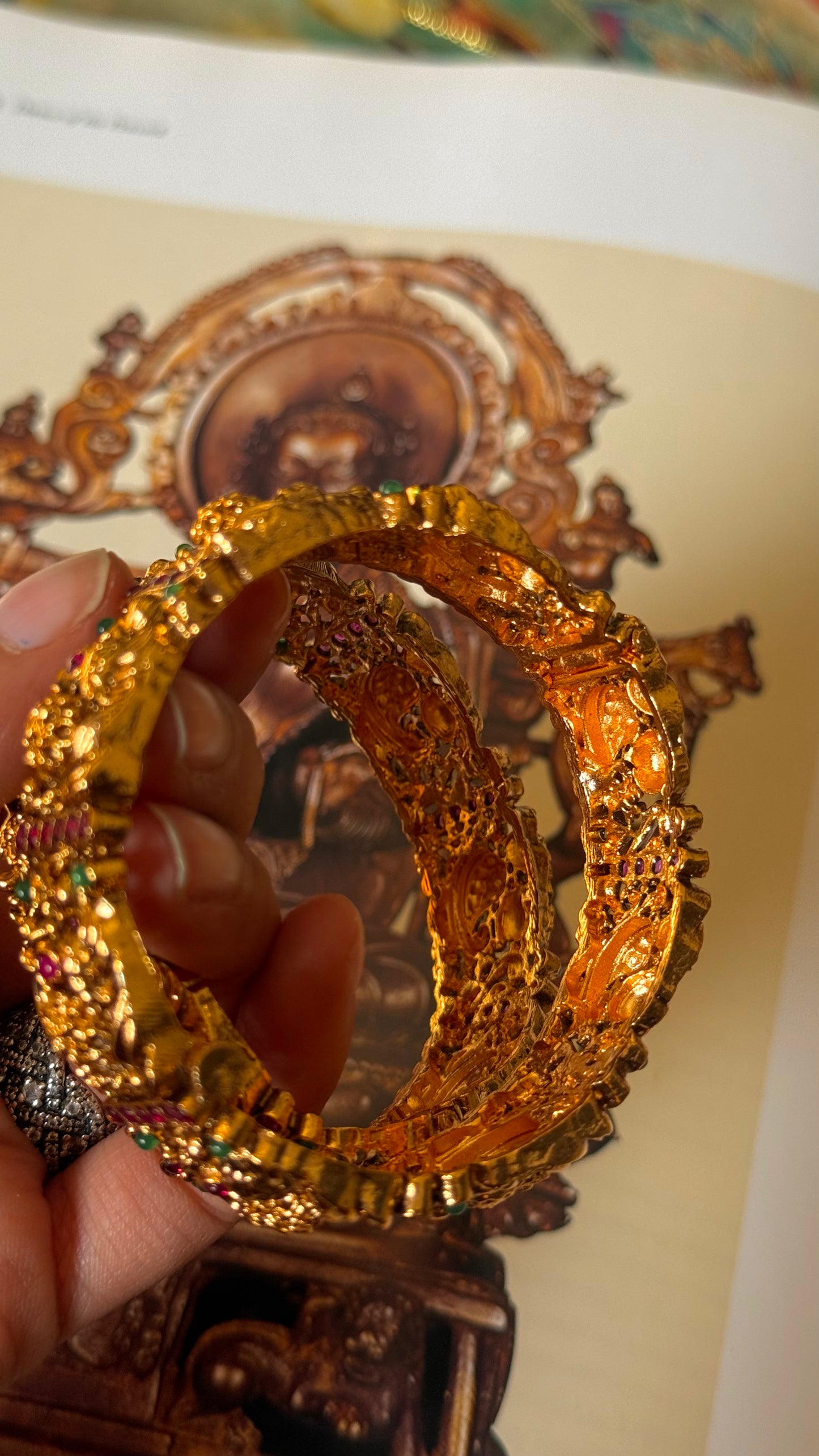 Ruby & emerald rajwadi bangles