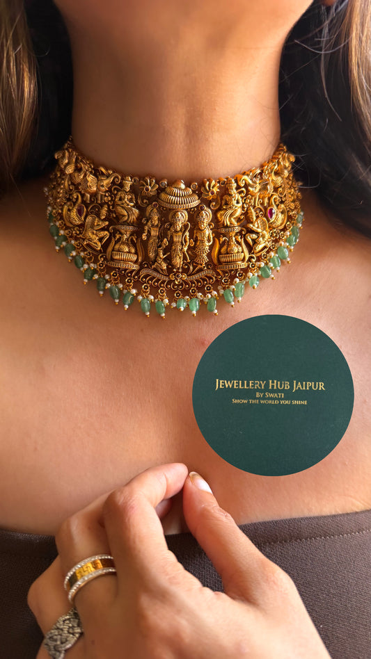Lord ram and goddess sita inspired by Ramayan choker set