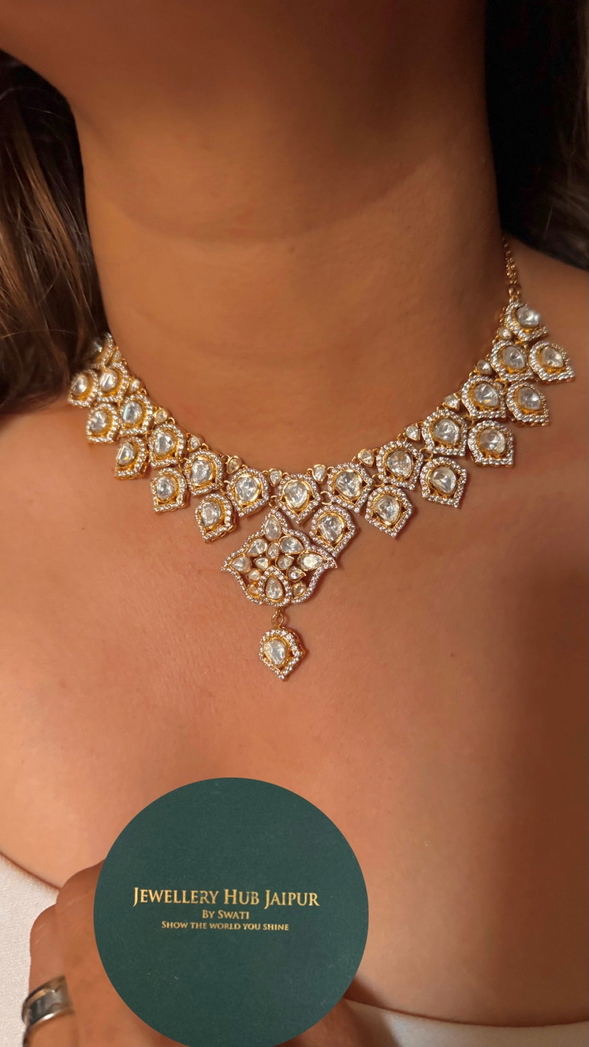 Real moissanite polki Necklace