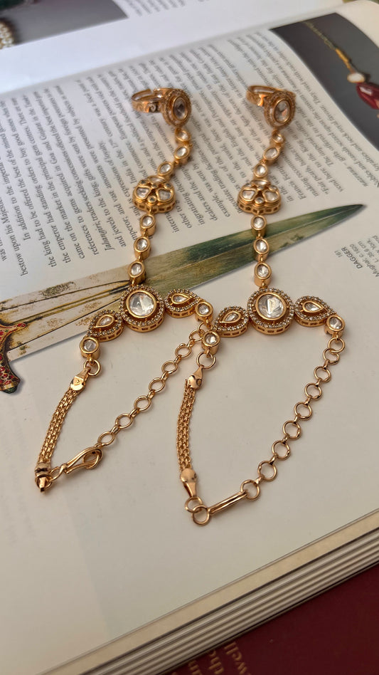 Moissanite polki gold polish hathphool