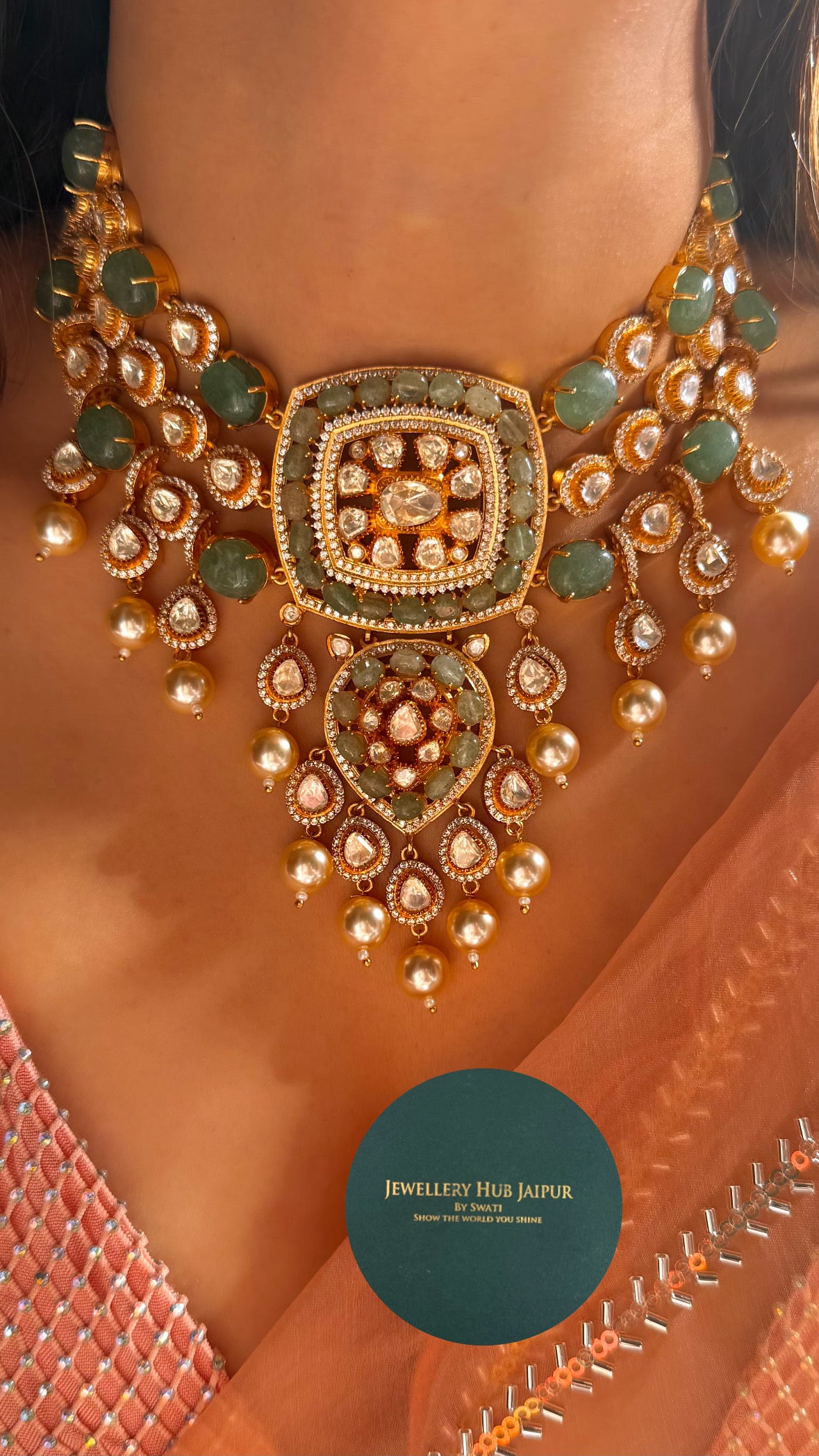 Mint strawberry real moissanite necklace