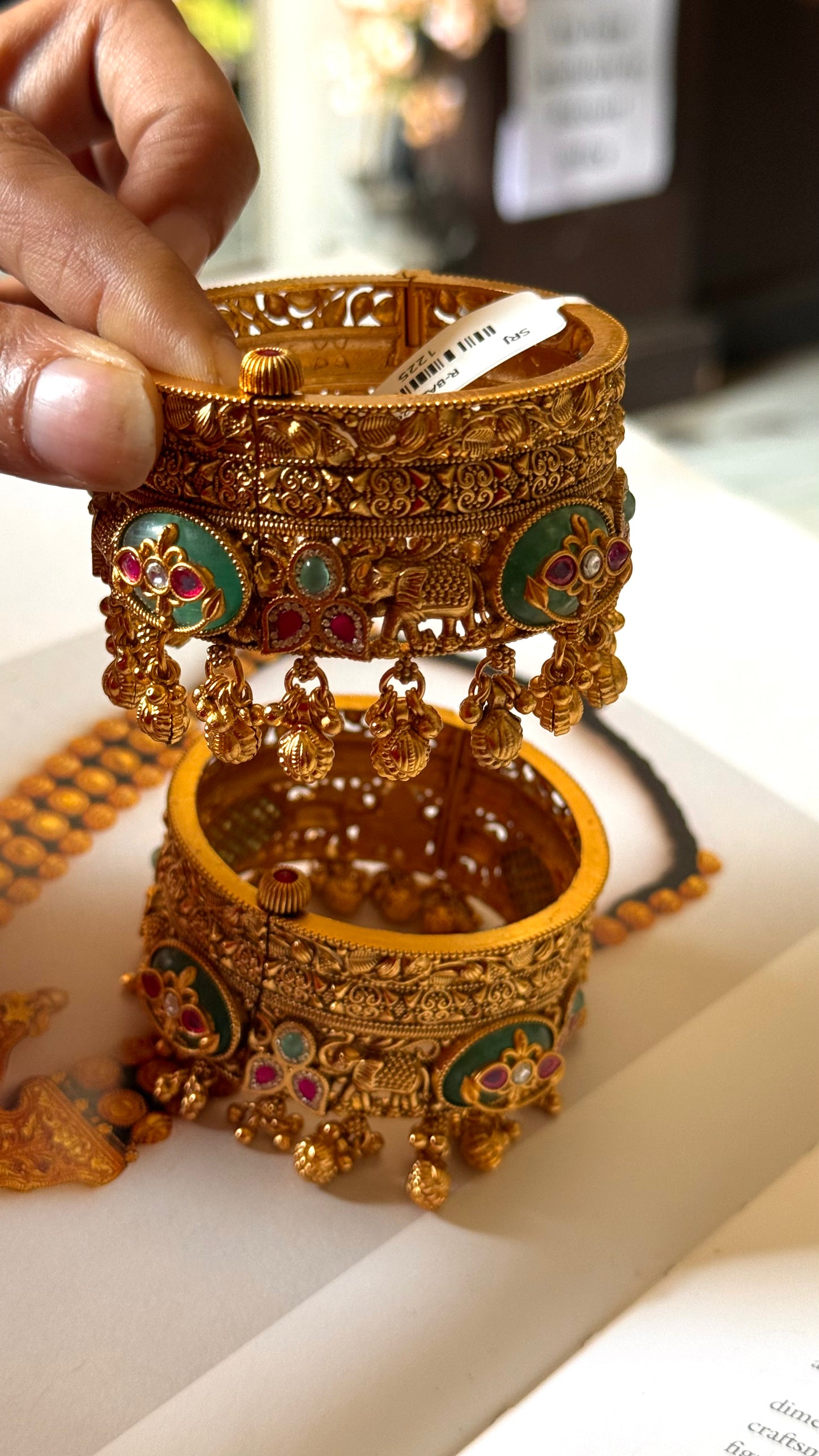 Mint rajwada Kada with ghungroo  bangles