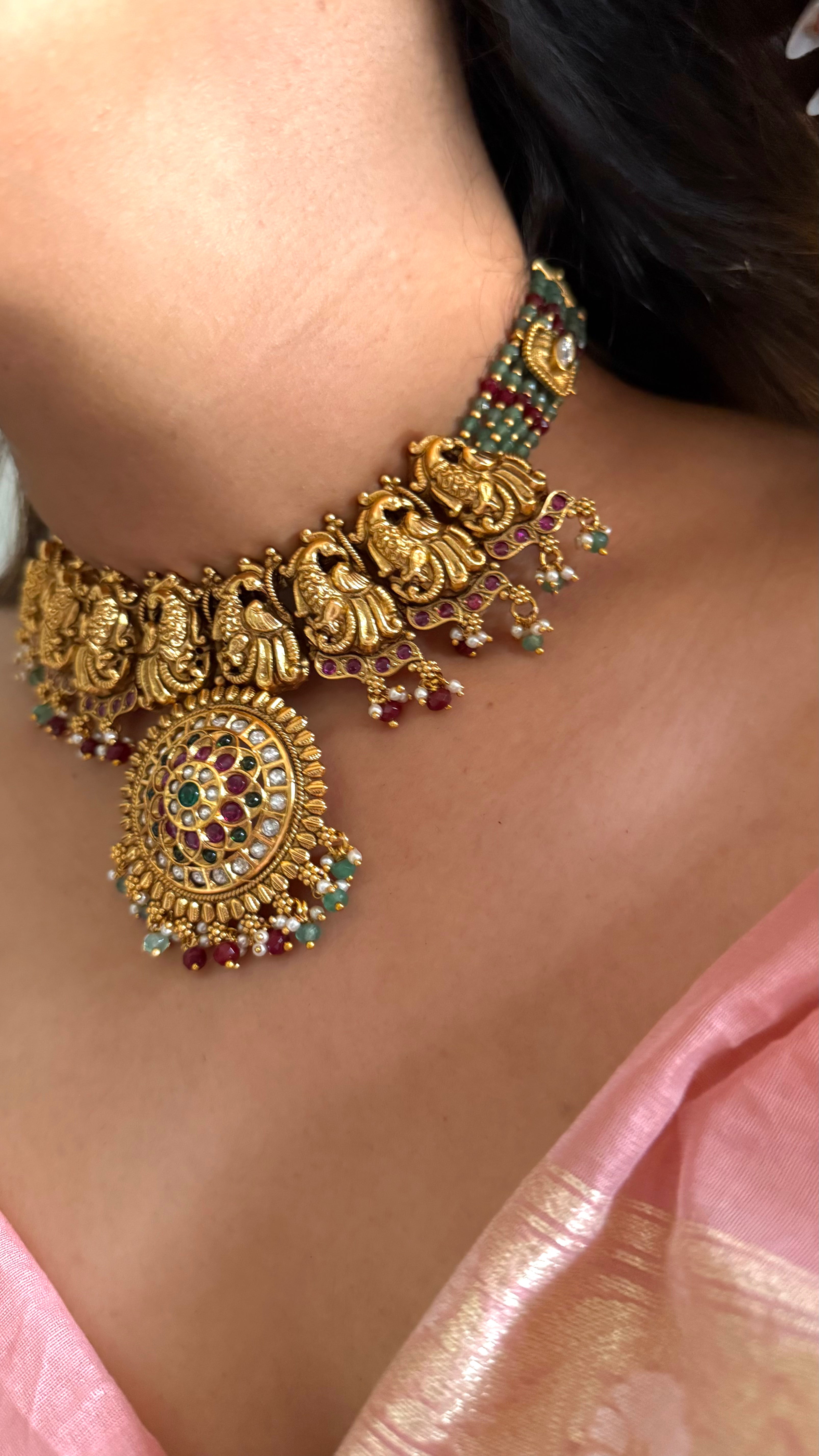 Ruby & emerald Moissanite rajwada set