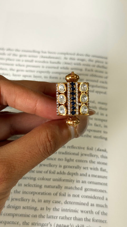 Sapphire moissanite peacock design adjustable ring