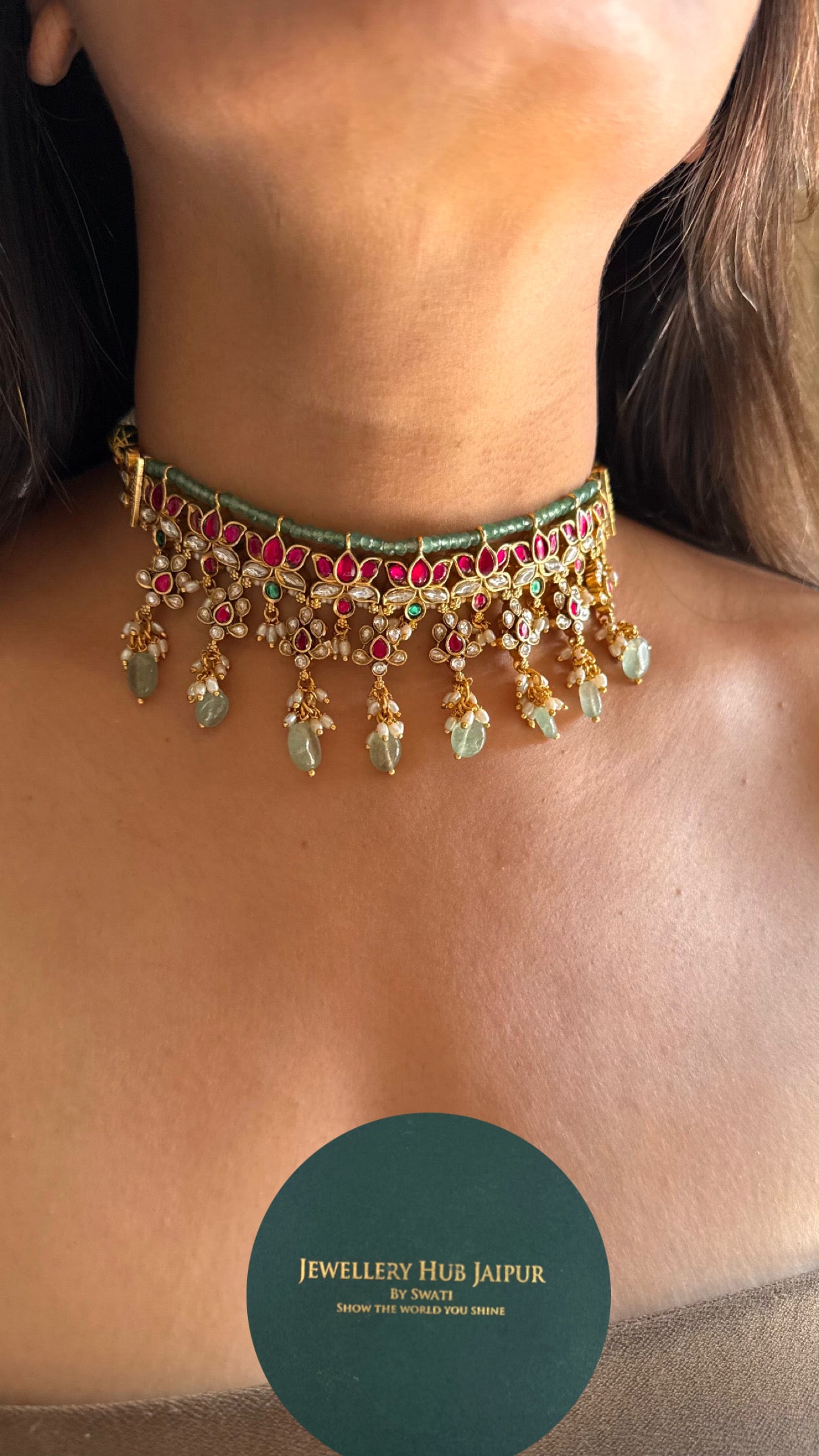 Lotus inspired rajwada choker set