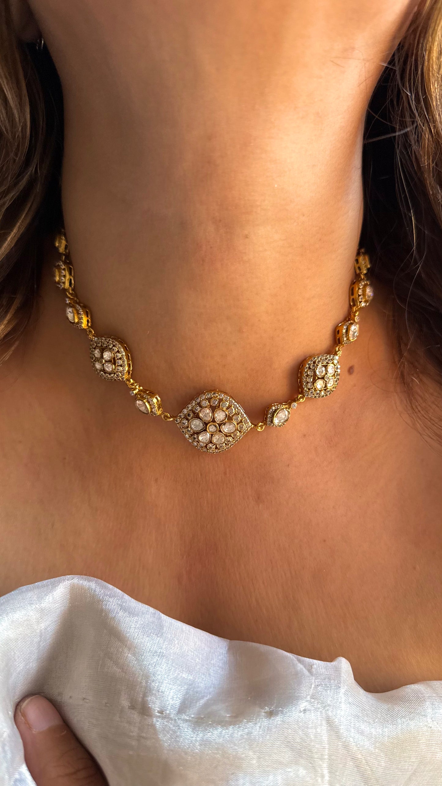 Victorian Lv Polki Designer minimal necklace