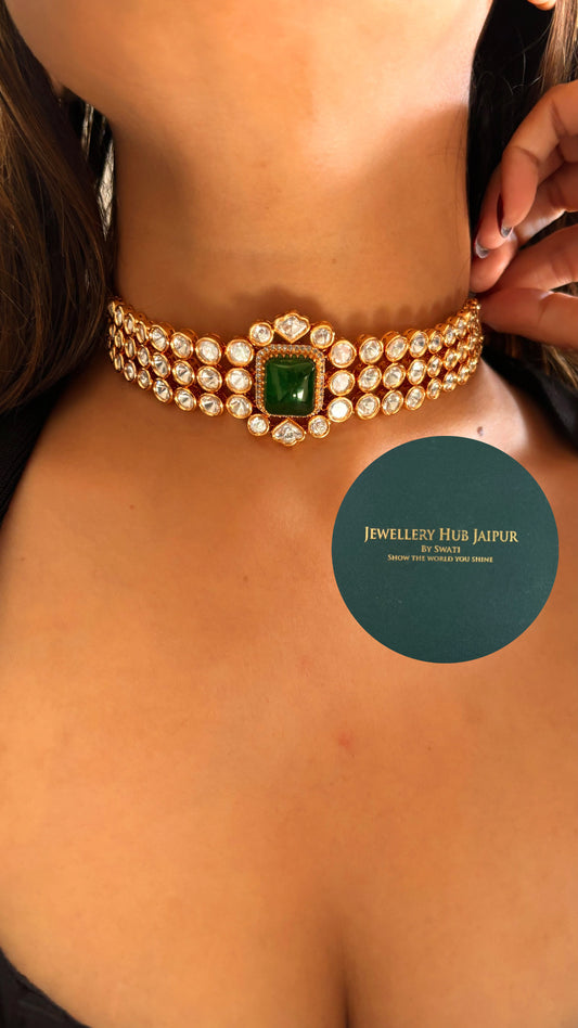 Emerald moissanite choker necklace set
